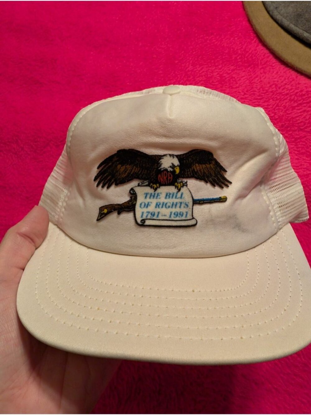Vintage 90s NRA Bill of Rights 1791 1991 Trucker Hat Made in USA Snapback Cap